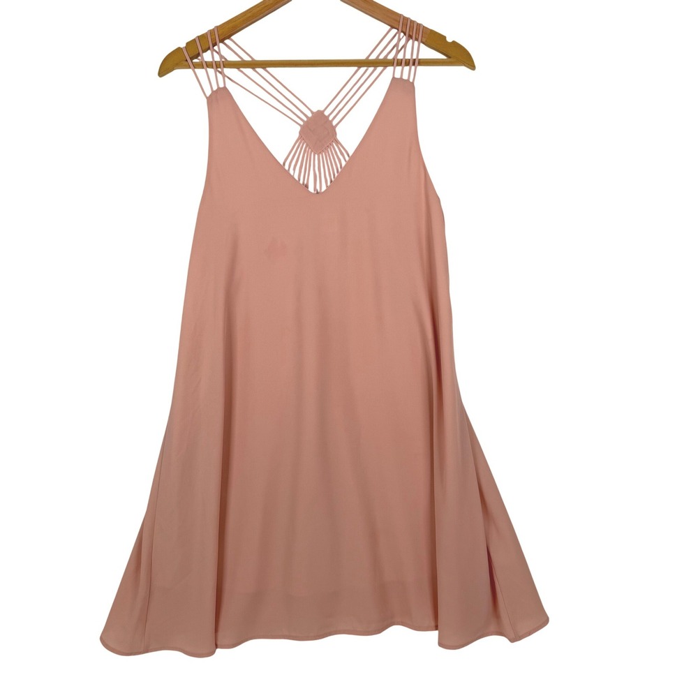 Call Me Stevie Mini Dress Womens‎ Small Pink Strappy Cage Back V-Neck FT49922